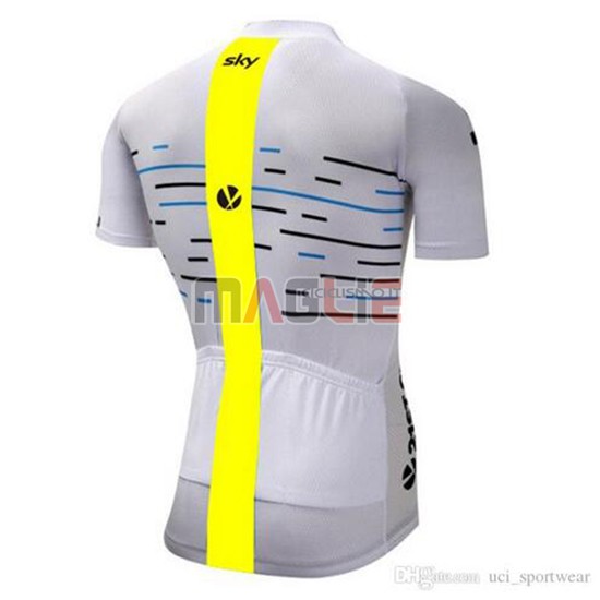 2018 Maglia Sky Manica Corta Bianco e Giallo